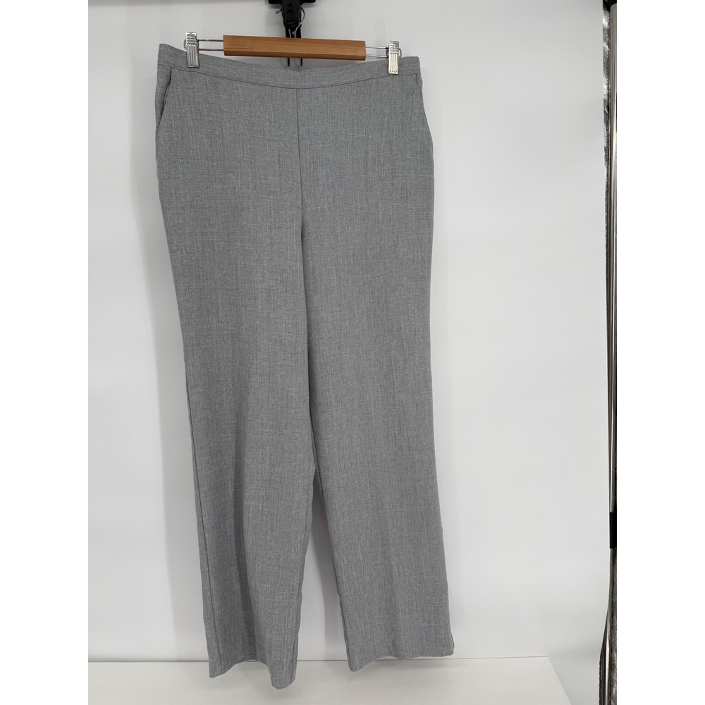 Alfred Dunner Womens Light Gray Elastic Back Straight Leg Dress‎ Pants Sz 14